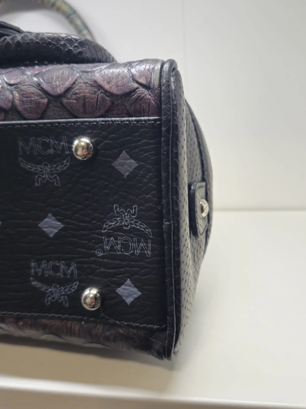 MCM Black Crocodile Iridescent Duffle bag